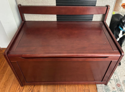 #18 Melissa and Doug toy chest brown wood