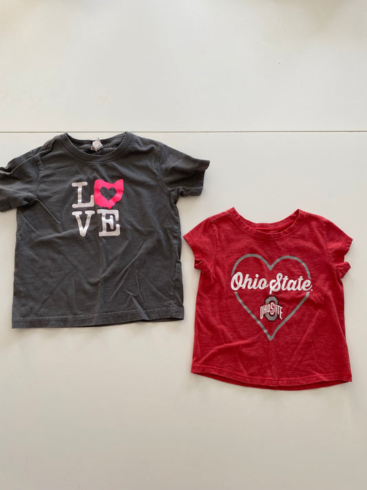 Ohio T-shirt Bundle Gender Neutral Red OSU size 18-24M and Gray OH Love size 2