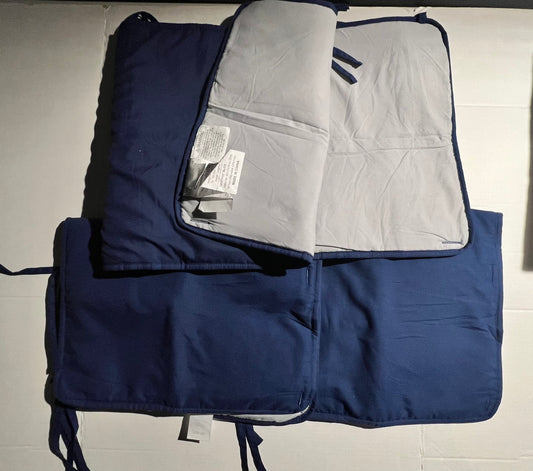 #100 Crib Rail Covers - 3 sides blue and grey