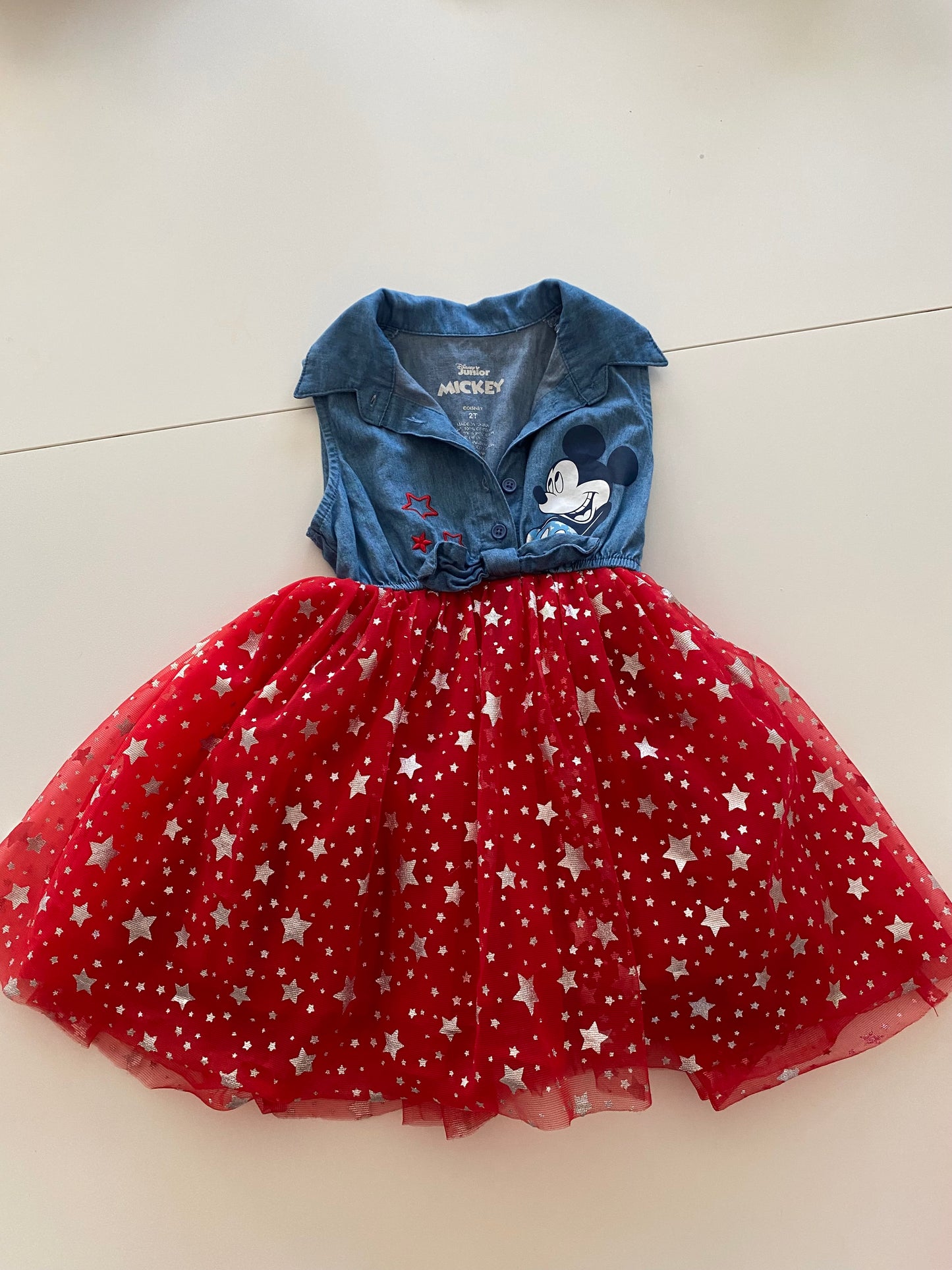 Disney costume bundle Minnie Mouse Costume Girls 18-24M and Denim Mickey dress with red tutu Girls 2T