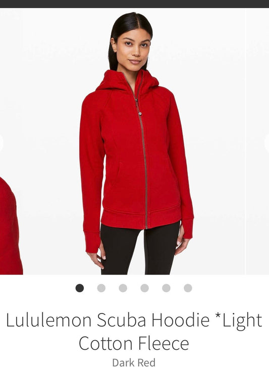 #130 Lululemon Sz 0 Red Scuba Hoodie