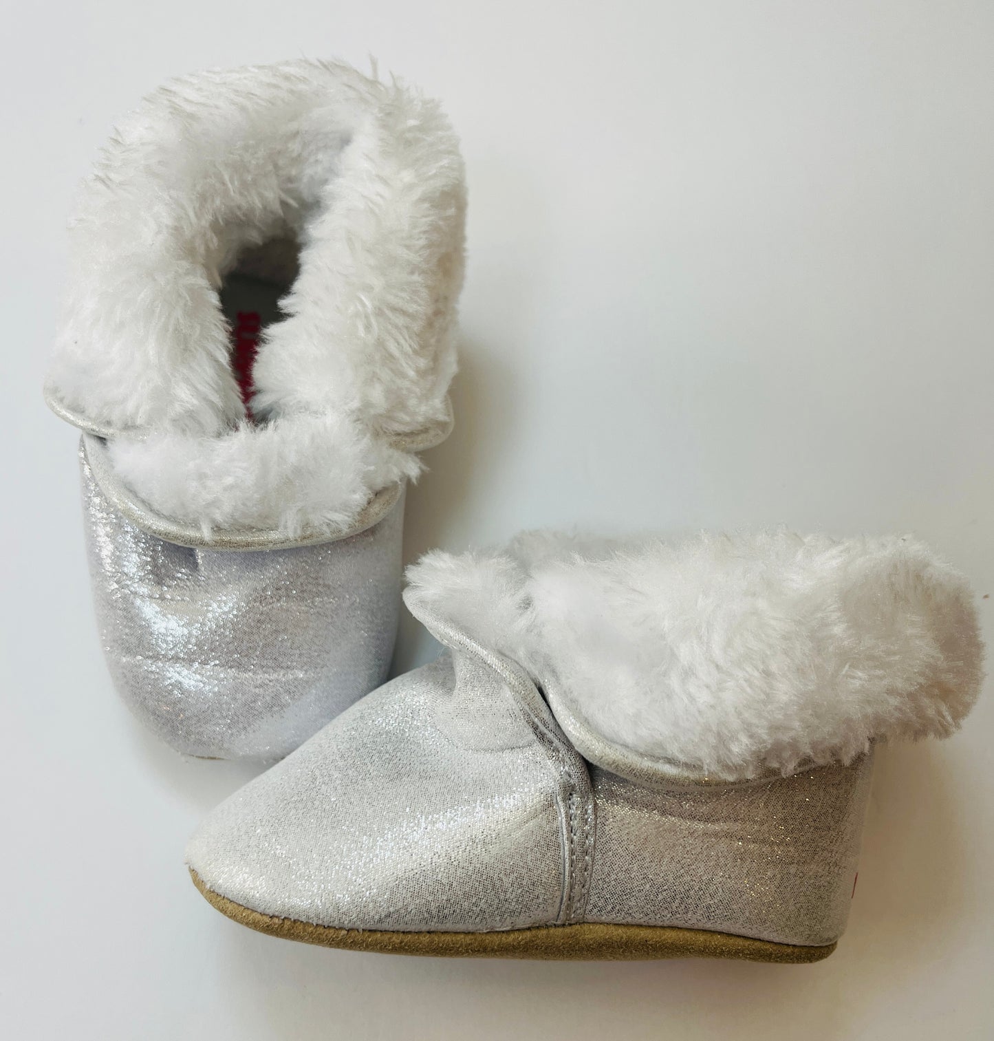 Baby Girls 6-12m Stride Rite silver furry booties