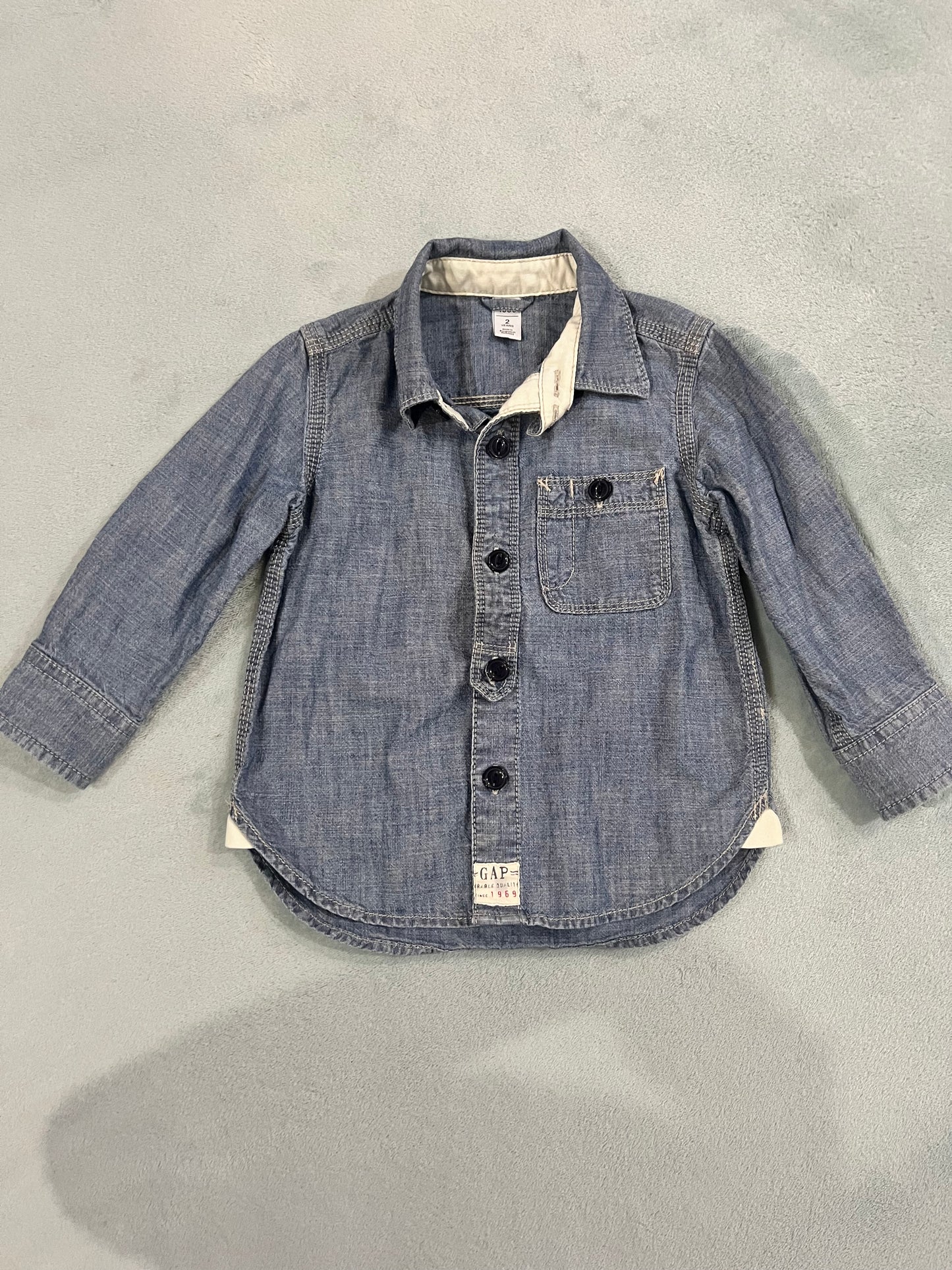 #5 Baby Gap Denim Button Down Shirt Toddler Boy 2T