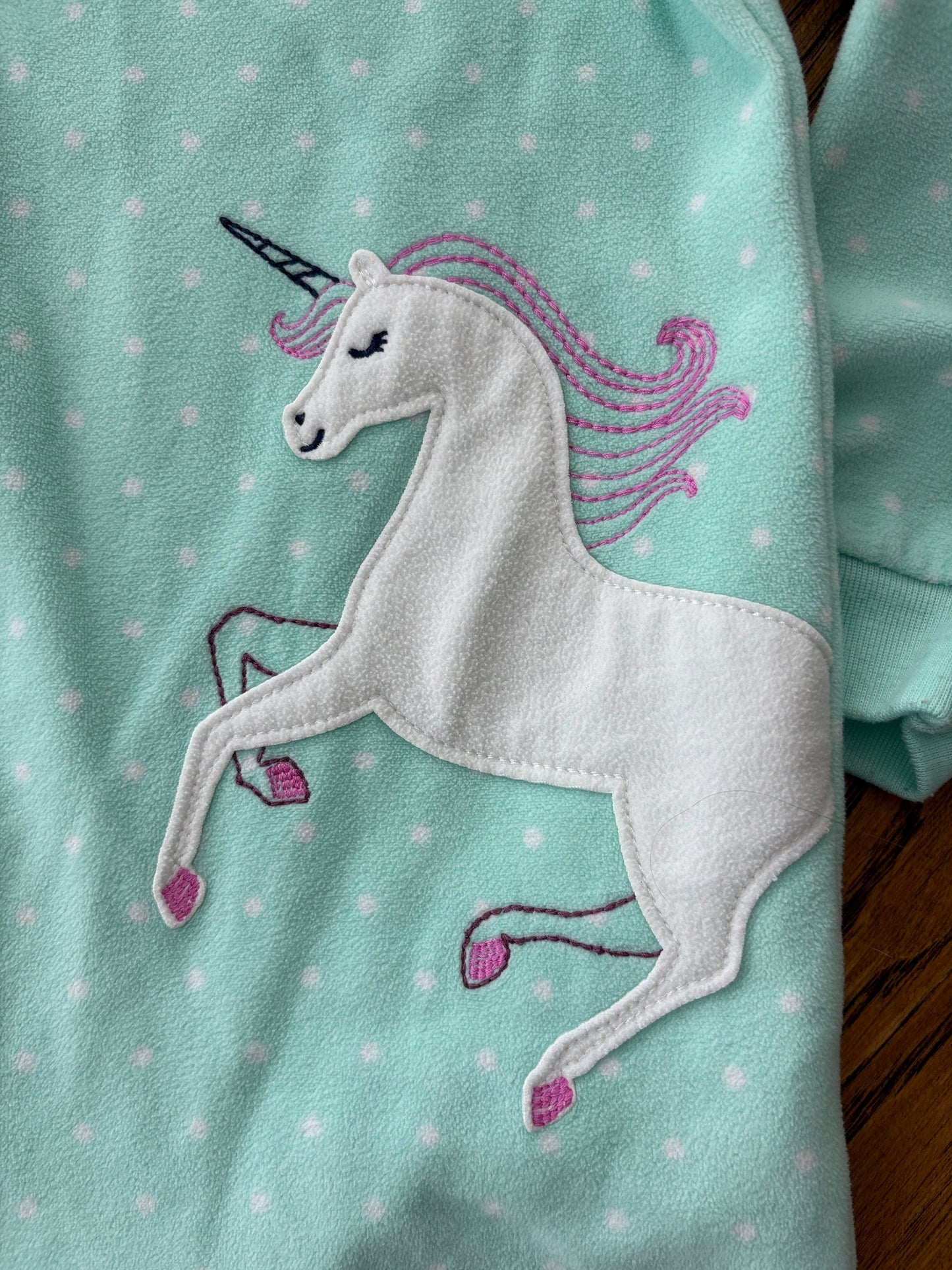 #103 • Girls • 5T • Carter's • Turquoise Unicorn Fleece Footie Pajamas