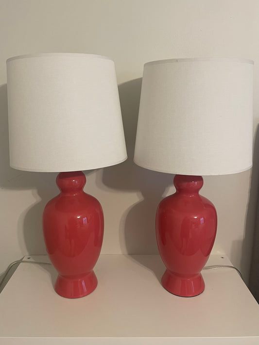 Seller #12 | Ballard Designs | Pair of Identical Coral Lamps with White Lamp Shades