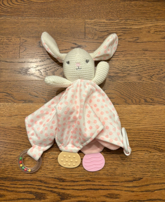 Seller #195 - Modern Baby Snuggle Blankie Pink Polka Dot Bunny Security Blanket Lovey Knit