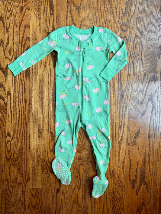 Hanna Andersson Girl 85 cm / 2T Green & Pink Pig Pajamas