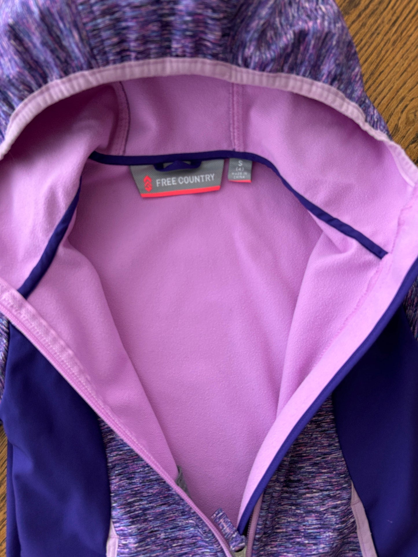 #103 • Girls • S (4) • Free Country • Purple Hooded Zip Up Jacket