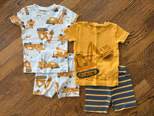 #103 • Boys • 18m • Carter's • Construction Two Piece Short Sleeved Pajamas Bundle x2