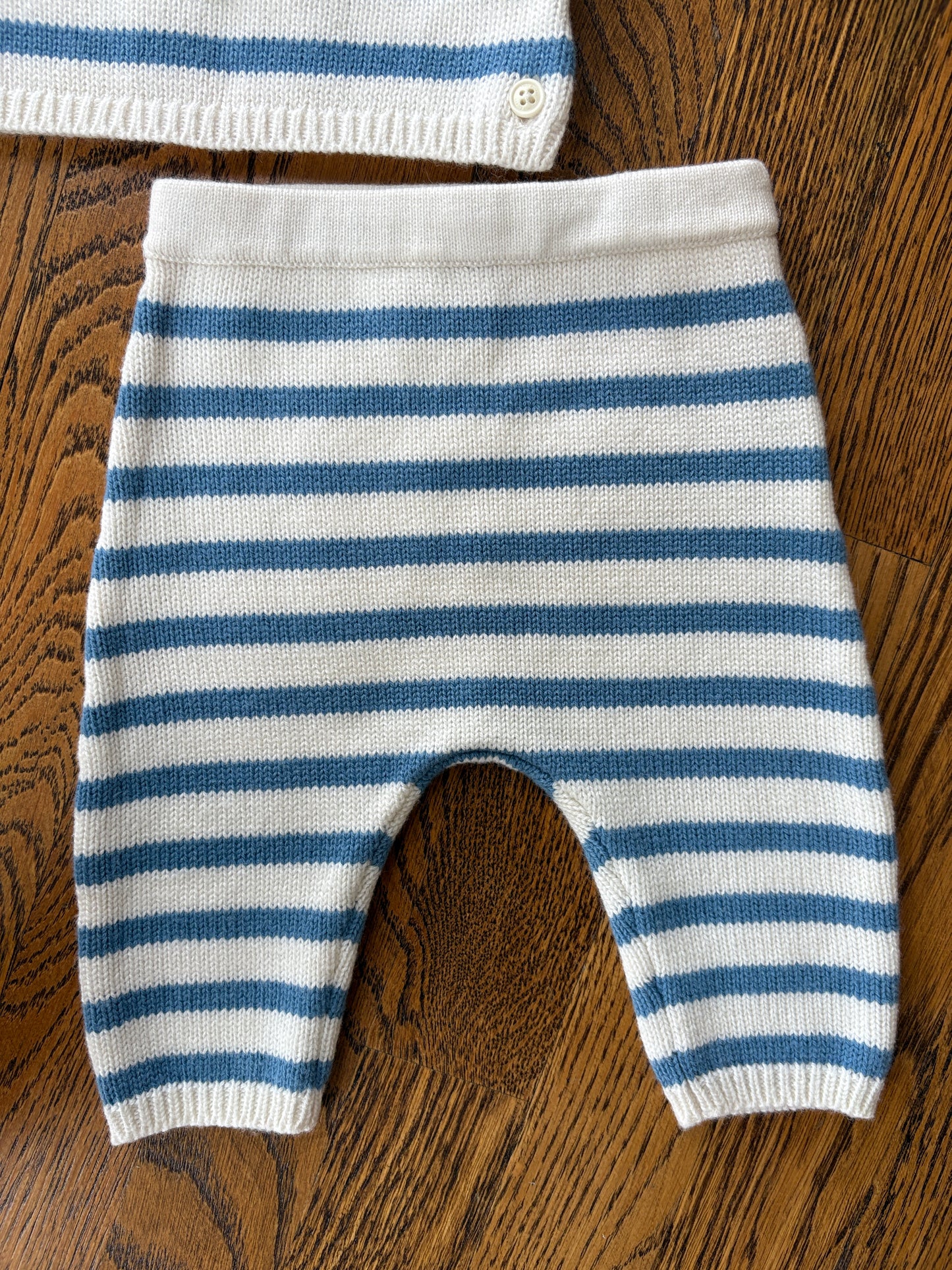 #33B • Boys • 0-3m • Petit Bateau • Blue/White Stripe Set