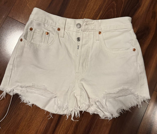 Seller #144 Levi White Denim 501 High Rise Shorts Size 24