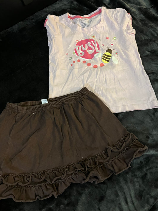 Busy Bee Pink Brown Outfit Size 7