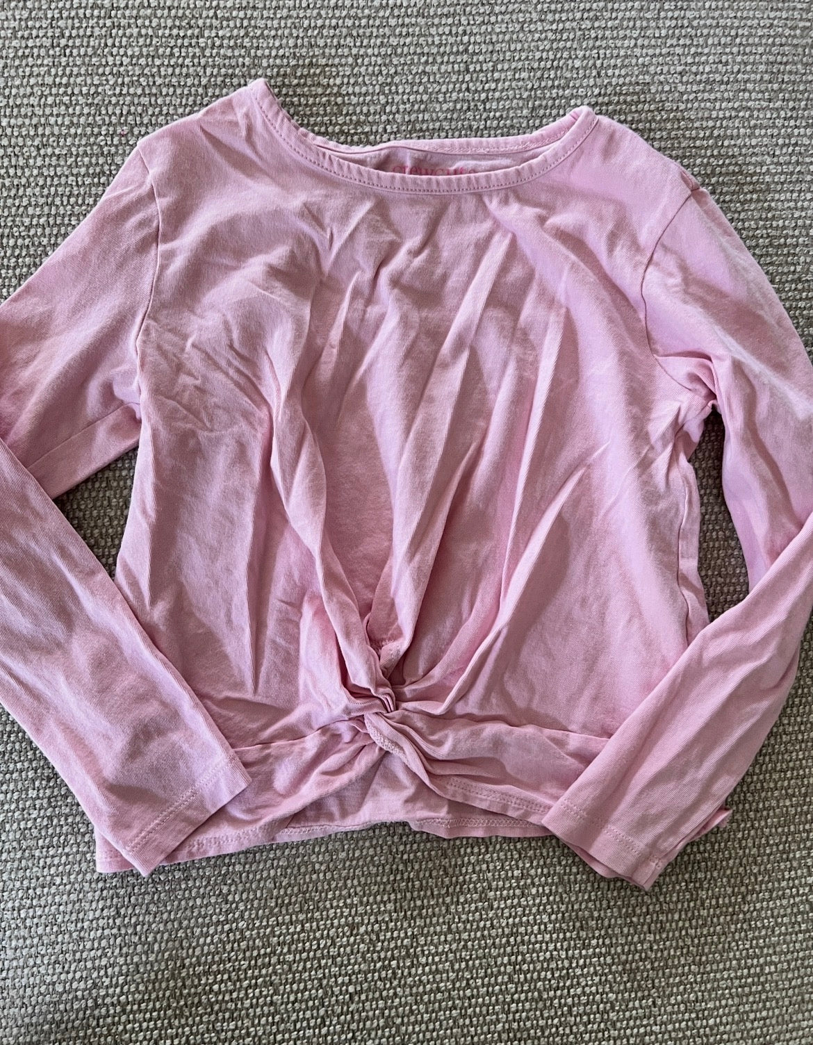 crewcuts pink twist-front girls long sleeve top, S 6-7