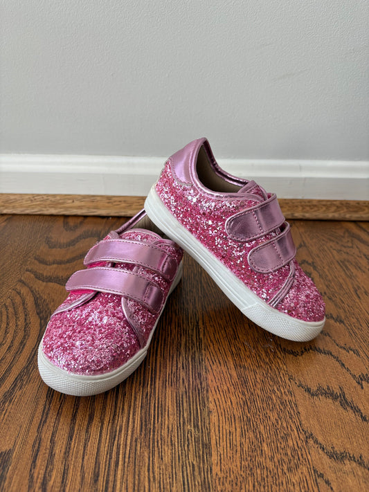 #103 • Girls • 8 • Felix & Flora • Pink Glitter Velcro Gym Shoes