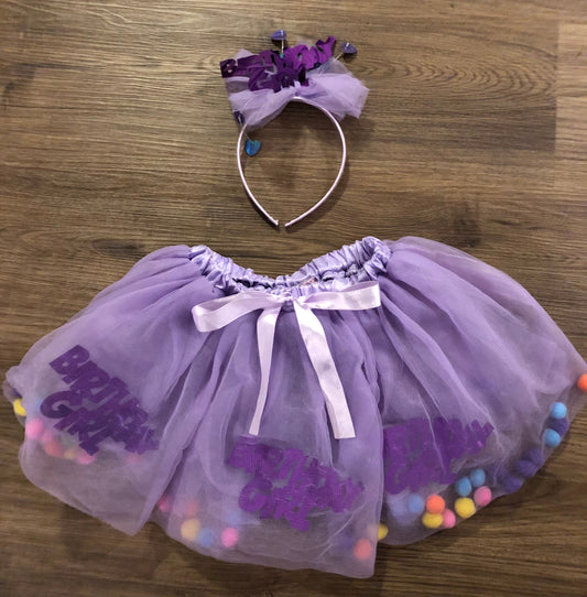 #137 Birthday Girl tutu and headband. Tag says one size fits most - I say fits 3-5 best