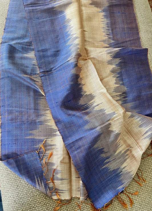 Shantung silk light blue and peach women's scarf