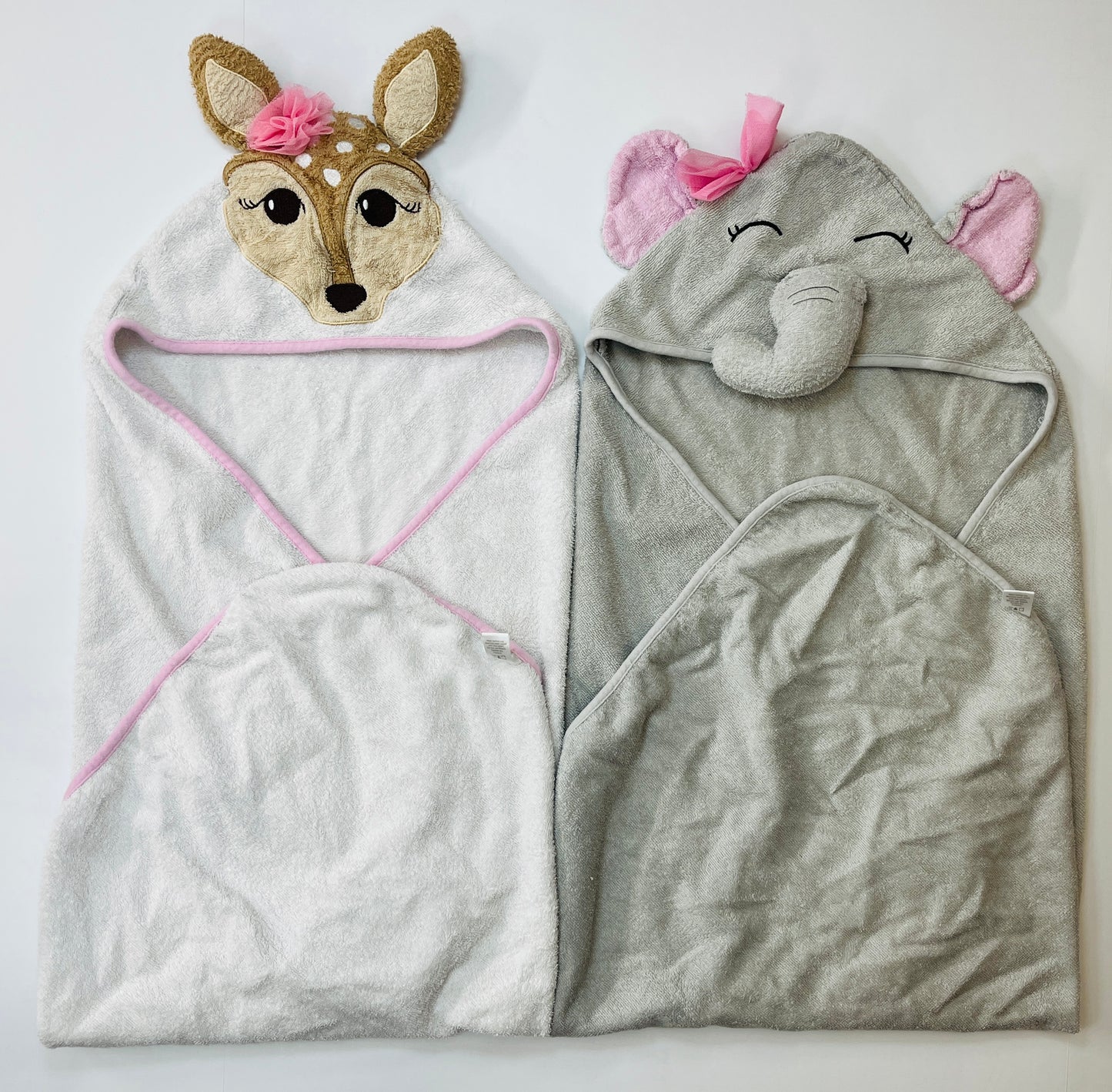 Hudson Baby animal face hooded towel bundle (2) GUC