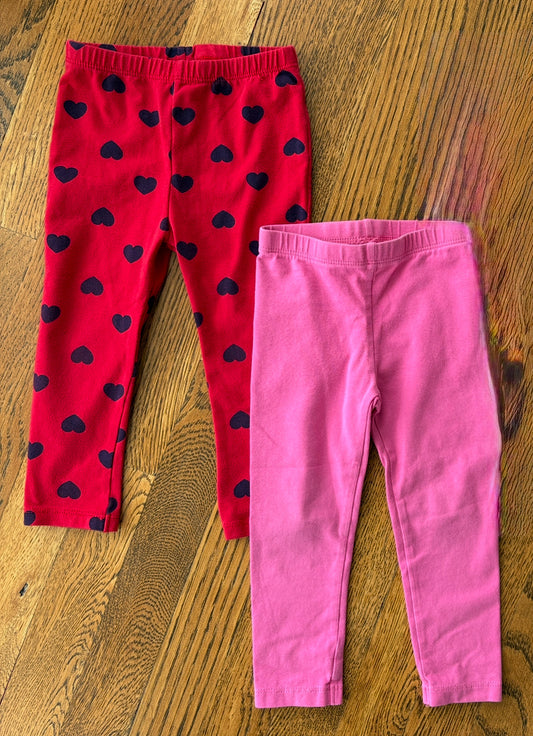 #103 • Girls • 2T • Pink/Heart Leggings Bundle x2