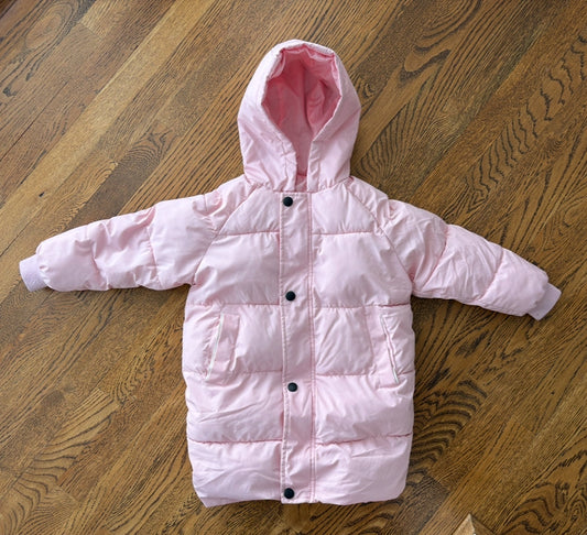 #103 • Girls • 5-6 • Pink Knee Length Puffer Coat
