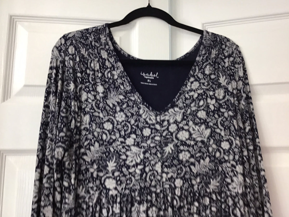 #90: Isabel Maternity Women’s Black Floral Long Sleeve Midi Dress Size XL