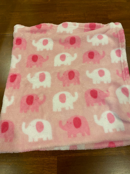 Pink/White Elephant Baby Blanket