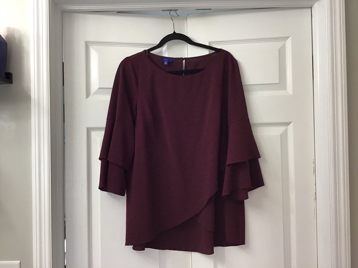#90: Apt. 9 Women’s Burgundy Layered Bell Sleeve Blouse Size Large