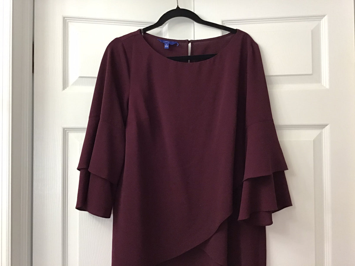 #90: Apt. 9 Women’s Burgundy Layered Bell Sleeve Blouse Size Large