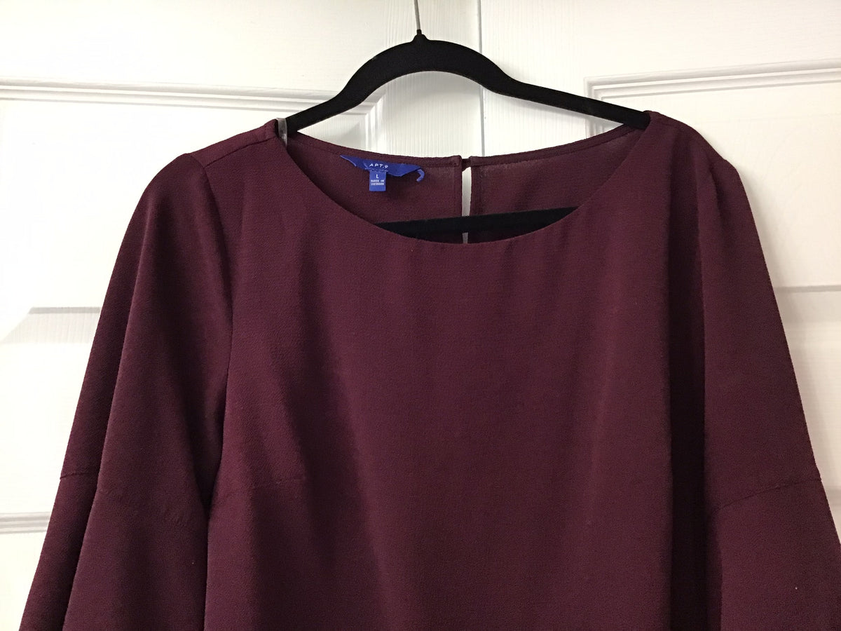 #90: Apt. 9 Women’s Burgundy Layered Bell Sleeve Blouse Size Large