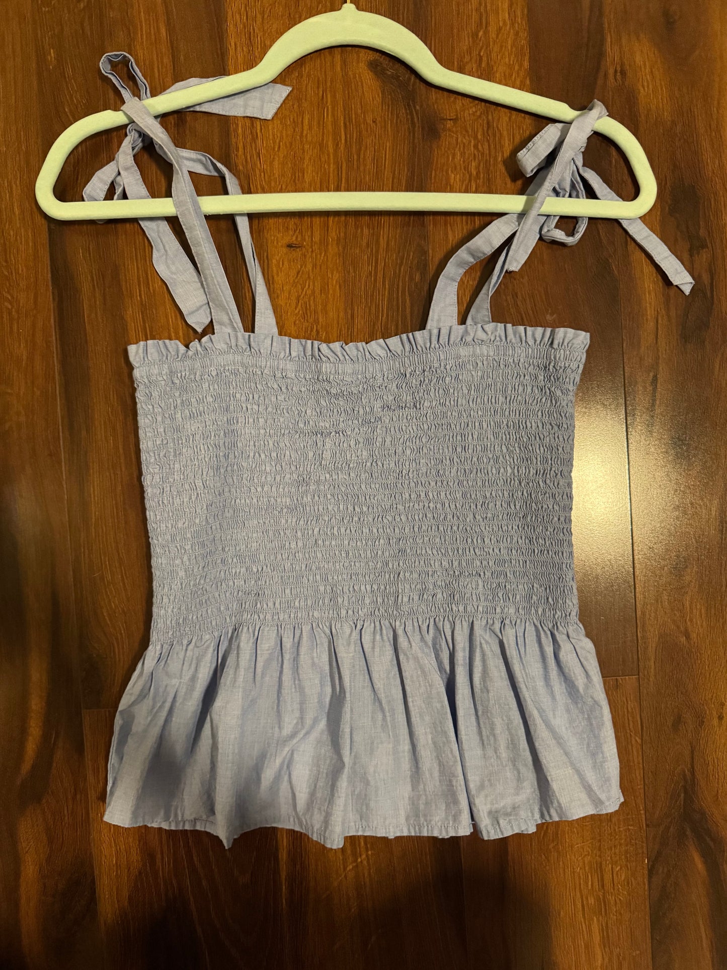 Seller #144 JCrew Blue Smocked Tie Shoulder Tank Top