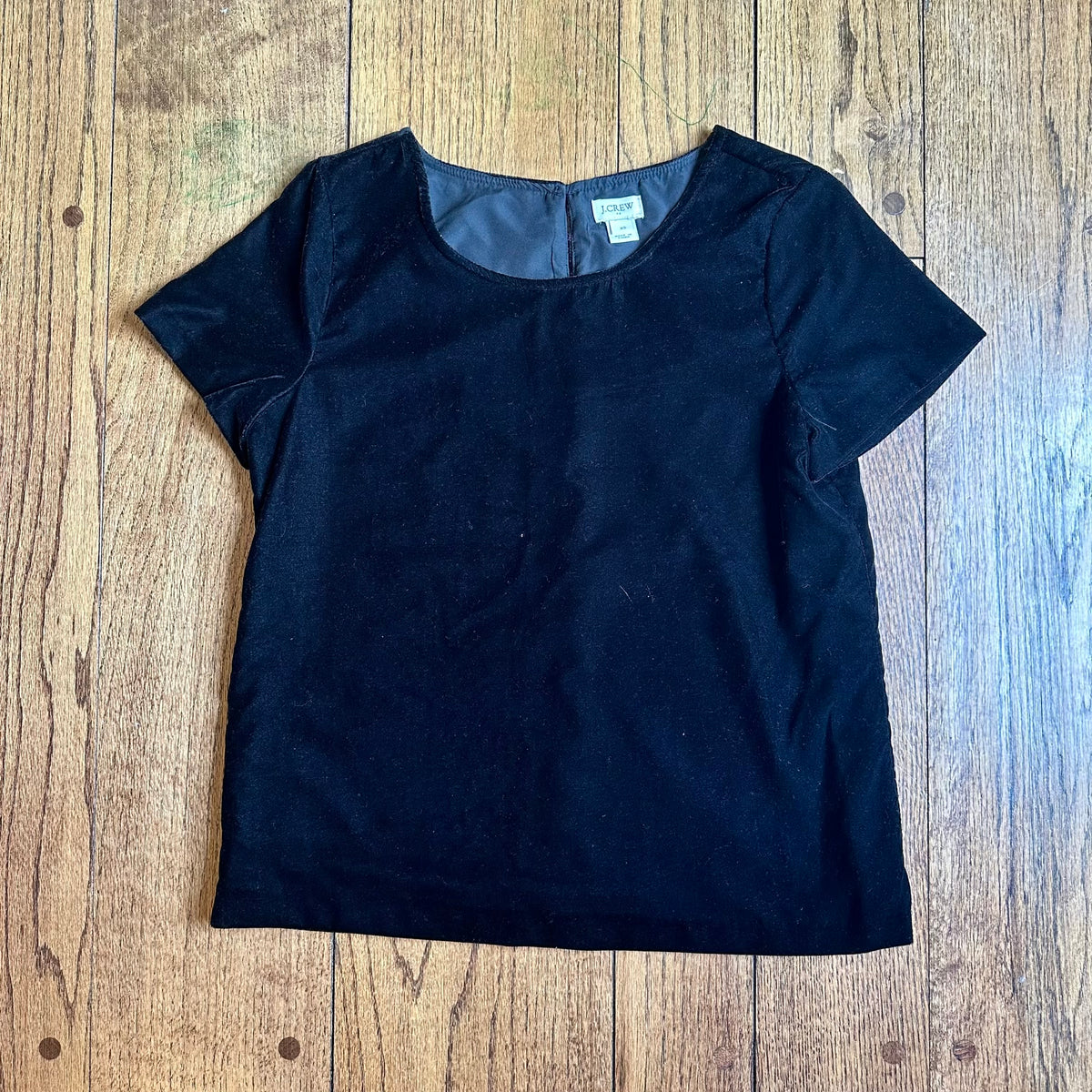 #113	EUC Womens Jcrew Mercentile Black Velvet Shirt, size XS