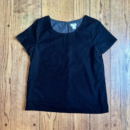 #113	EUC Womens Jcrew Mercentile Black Velvet Shirt, size XS