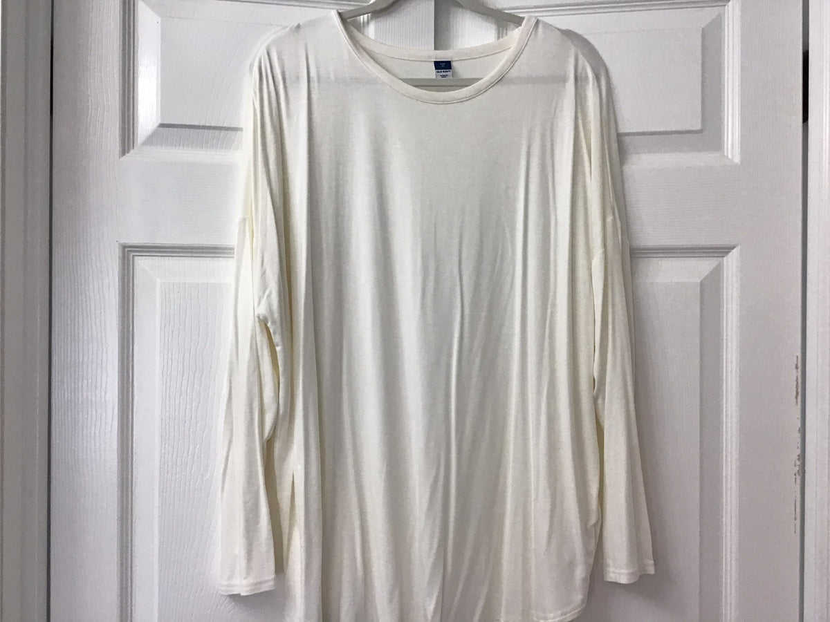 #90: Old Navy Women’s Ivory Long Sleeve Oversized Tunic Top Size XL