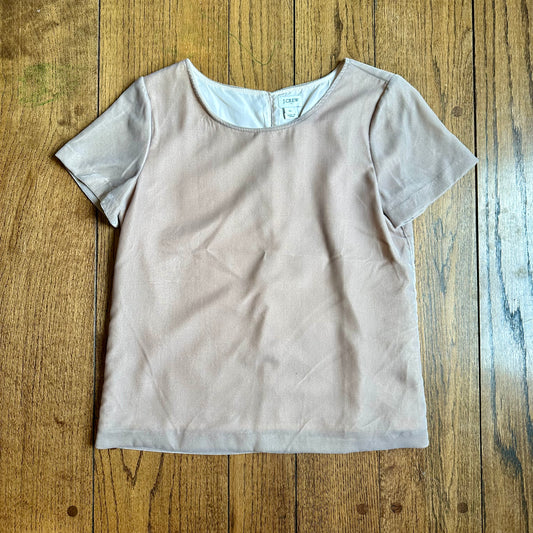 #113	EUC Womens Jcrew Mercentile Tan Velvet Shirt, size XS