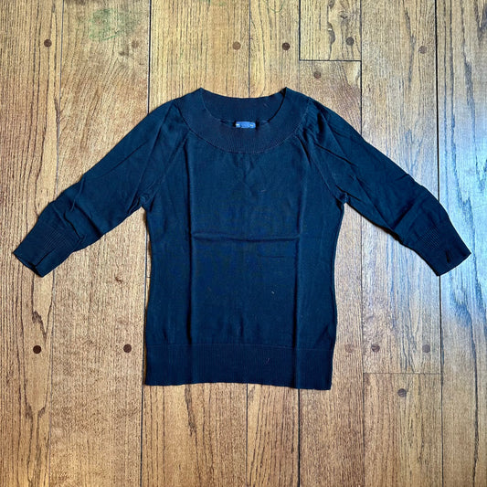 #113	GUC Womens Gap Black 3/4 Length Boatneck Sweater, size S