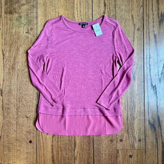 #113	NWT Womens Jcrew Mercentile Pink Long Sleeve Shirt with Trim, size XS