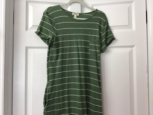 #90: Style & Co Women’s Green Striped T-Shirt Dress Size Large