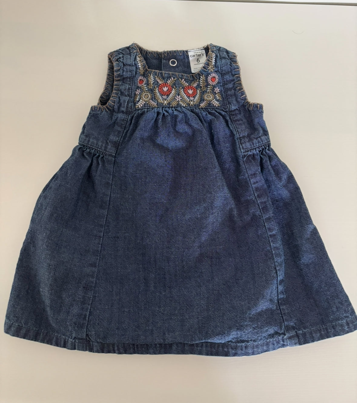 Seller #195 - Carter’s Baby Girls Jean Dress with Floral Embroidery Size 6 Months