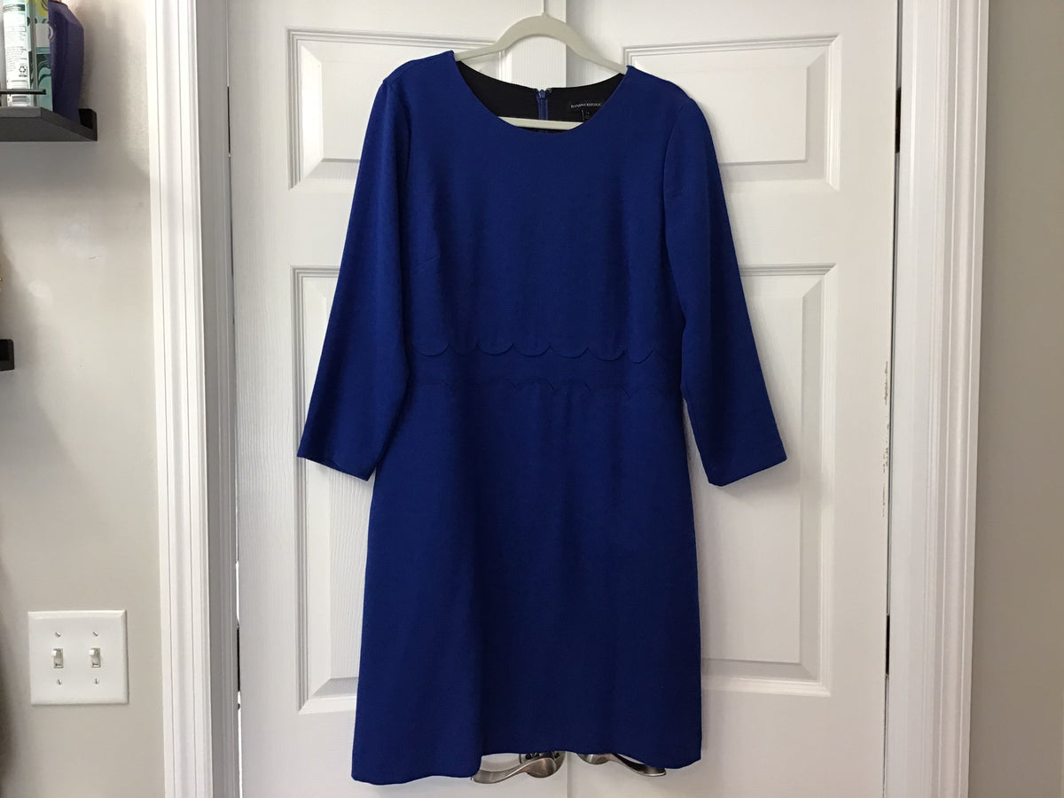 #90: Banana Republic Women’s Royal Blue Scalloped Waist Dress Size Large (14)