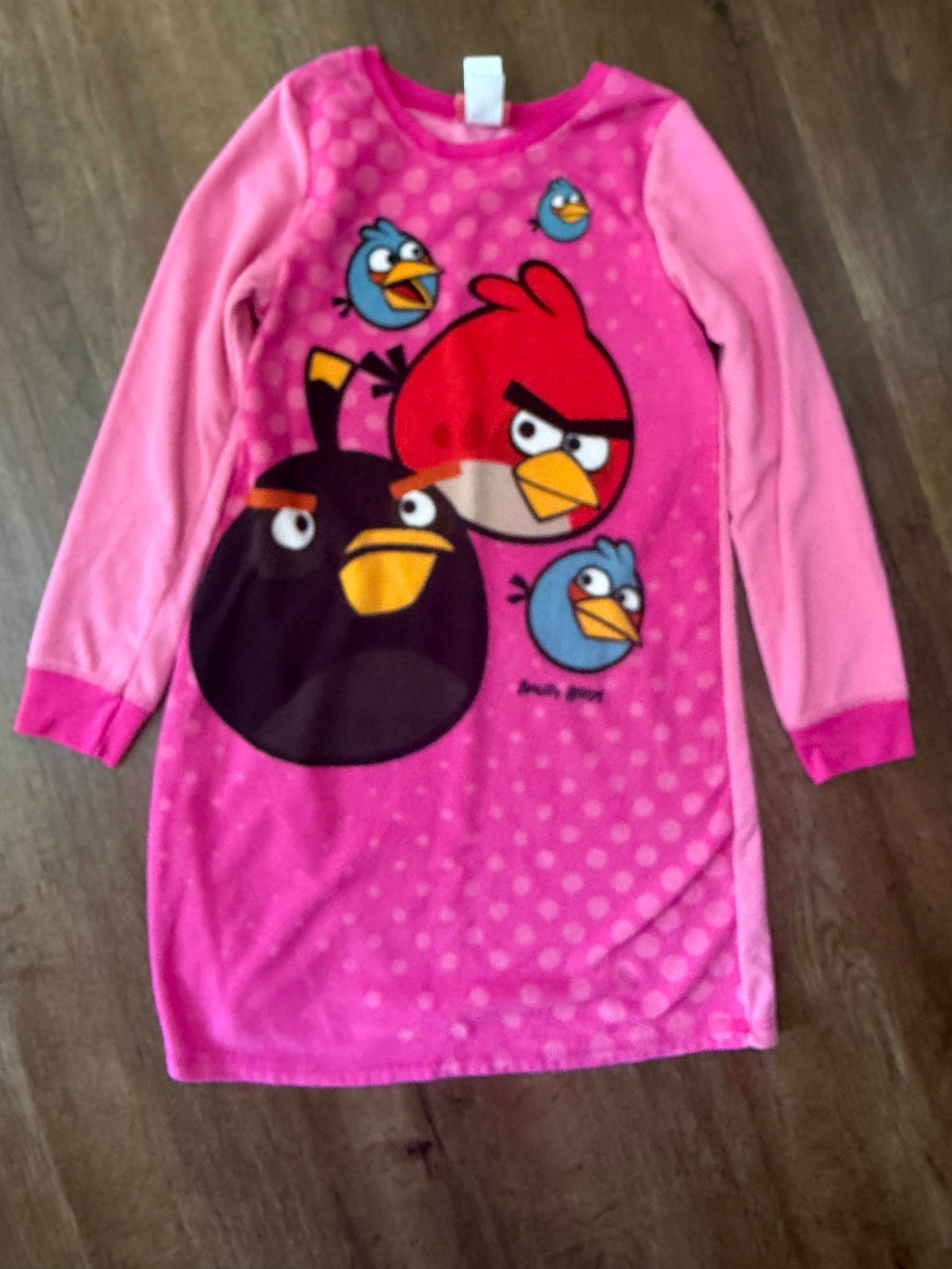#126 2 Nightgowns - Angry Birds Fleece & Falls Creek Unicorn Girls L 10/12