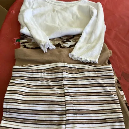 Seller #223 - 18 month girl tan pants & white shirt