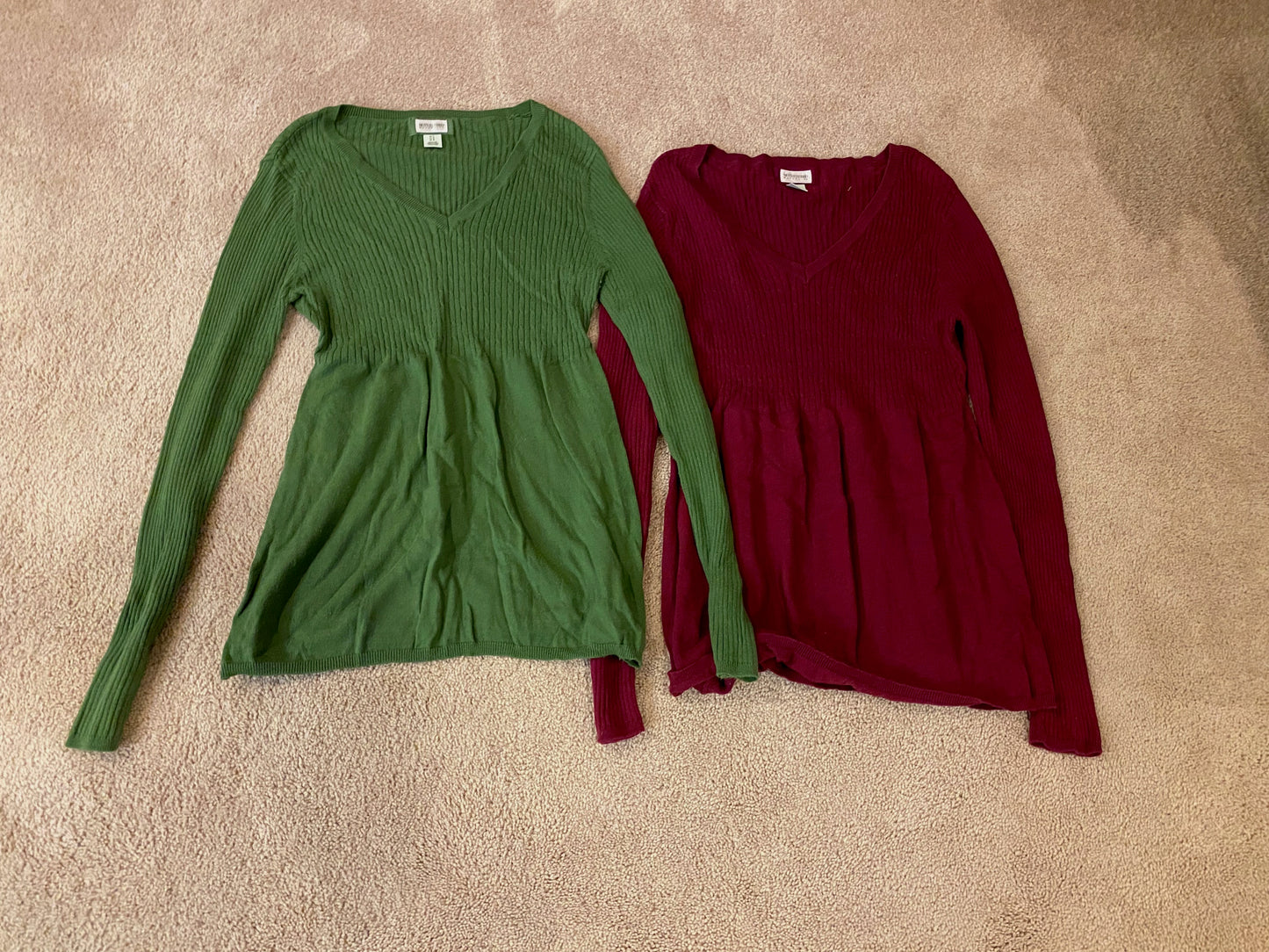 Motherhood Maternity Long-sleeved sweater (2)-Green & Maroon- Size L