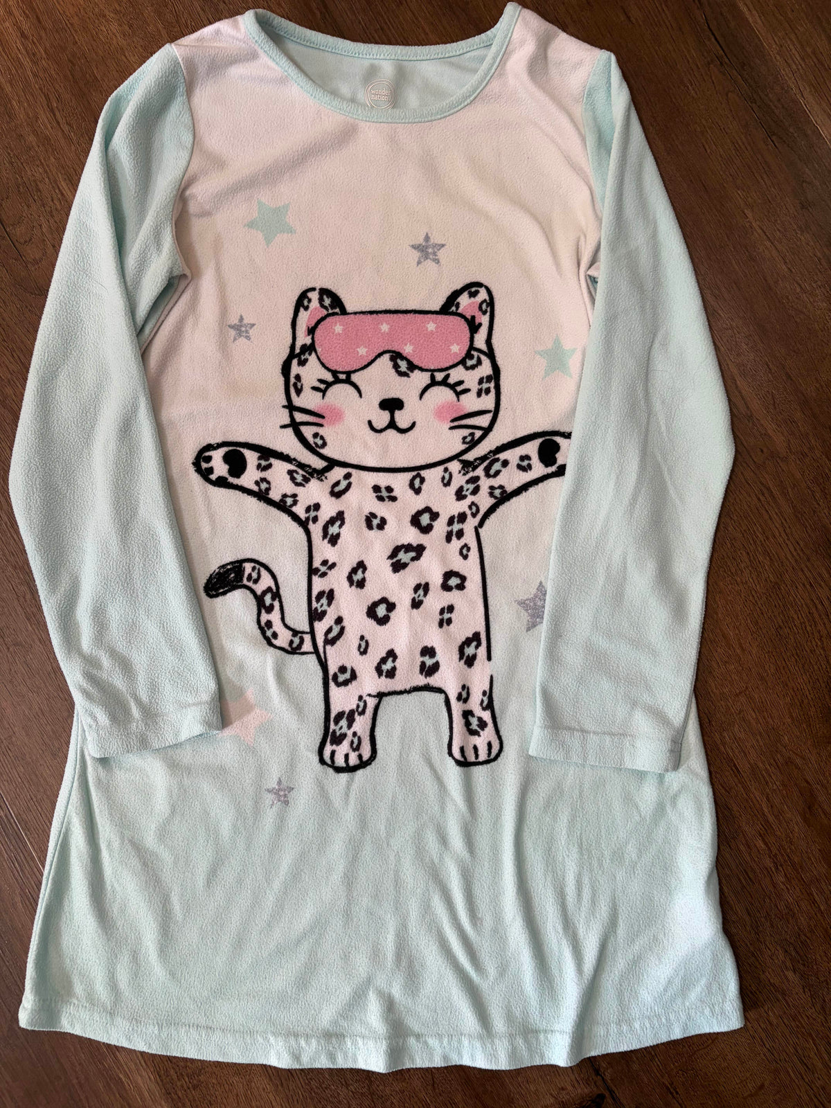 #126 Kitty Fleece Nightgown Girls L 10/12