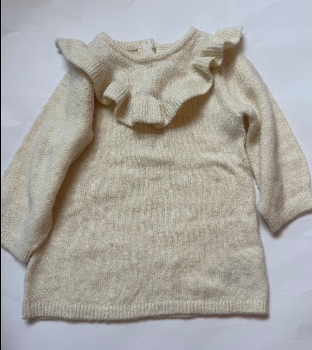 #170 H&M cream sweater dress with decorative collar girls 12 months (runs big IMO)