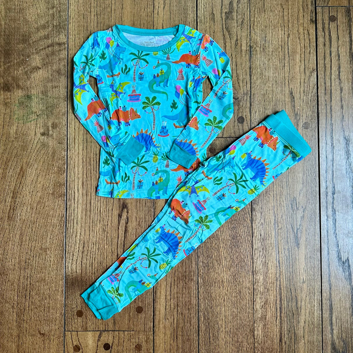 #113	EUC Little Sleepies Prehistoric Birthday 4T