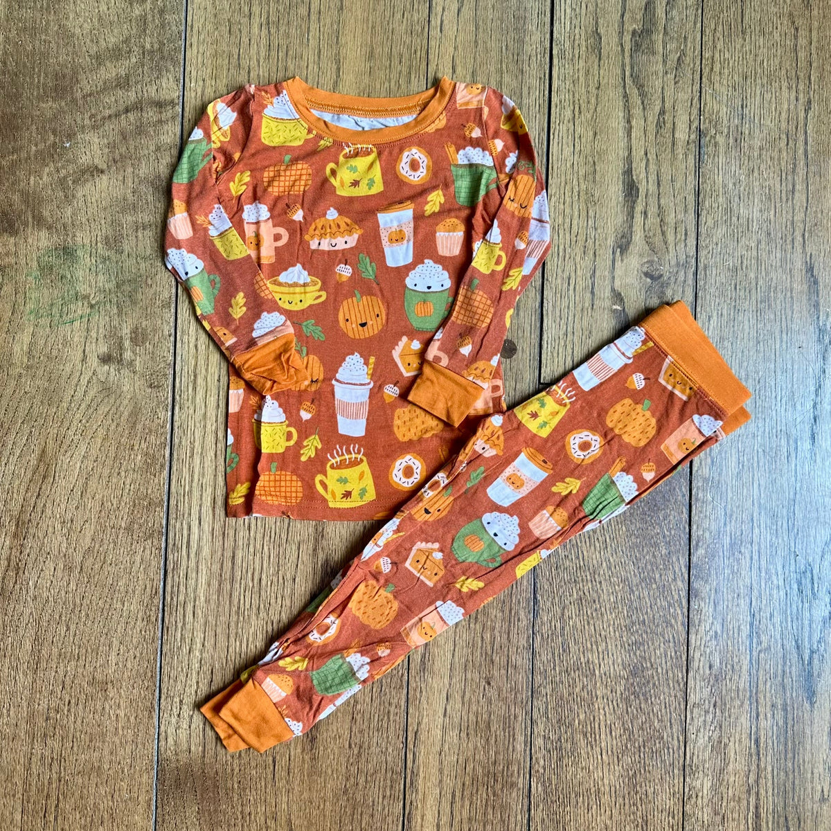 #113	EUC Little Sleepies Pumpkin Spice Latte 18-24 months