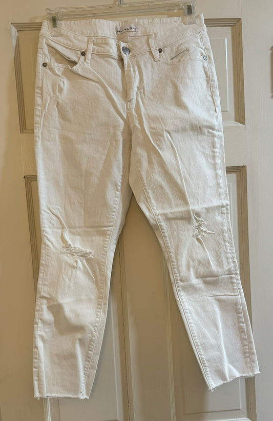 *REDUCED* Size 4 or 27 Women’s Ann Taylor Loft White Curvy Skinny Distressed Jeans