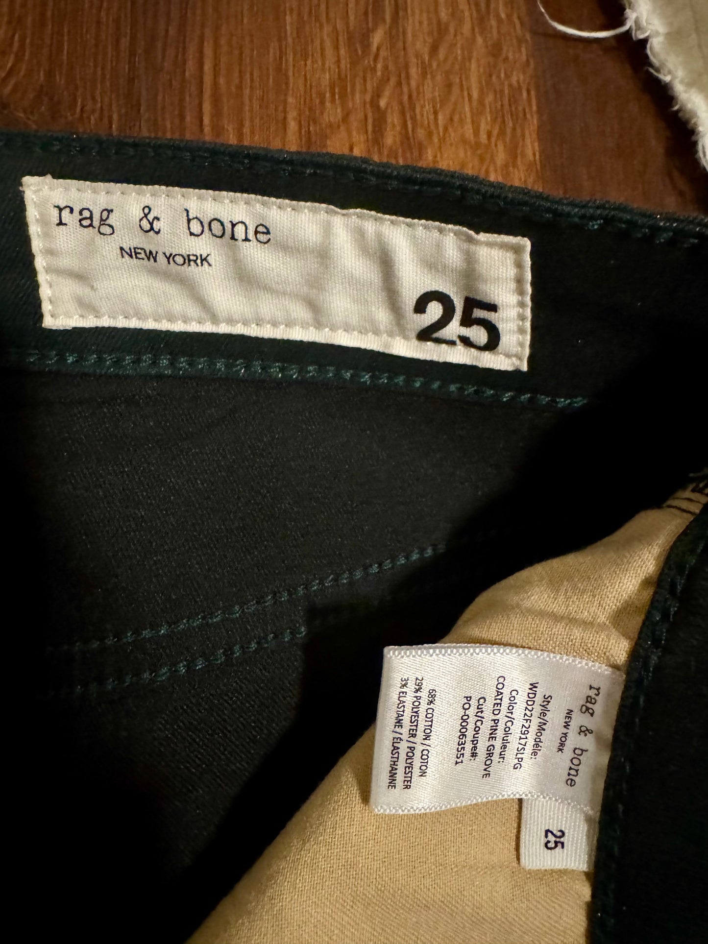 #Seller 144 Rag and Bone Dark Green Shimmer Jeans