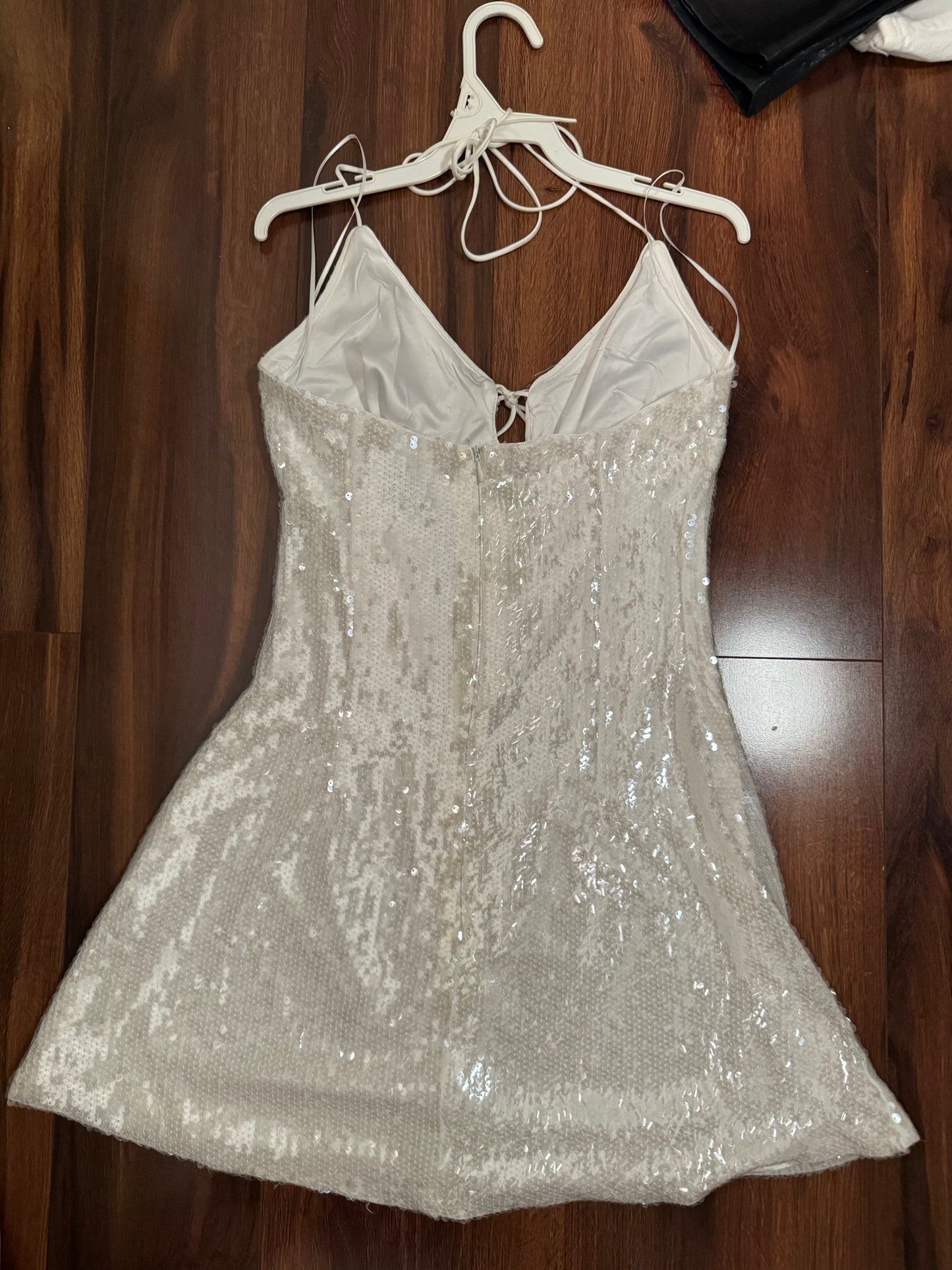 #Seller 144 Princess Polly Moonchild Halter Mini Dress Ivory Sequin Mini Dress - Size 4