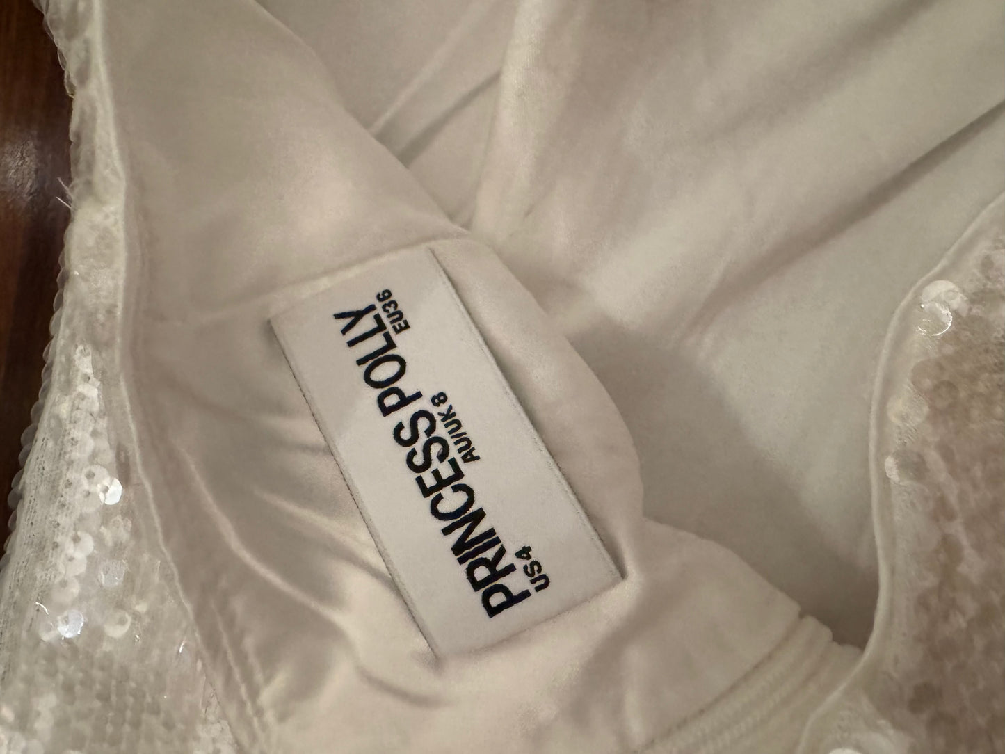 #Seller 144 Princess Polly Moonchild Halter Mini Dress Ivory Sequin Mini Dress - Size 4