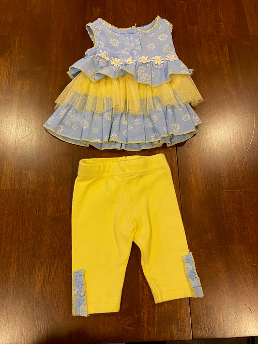 Girls yellow summer outfit-3-6mo